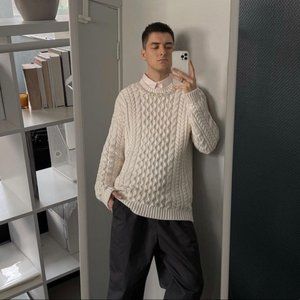 NWT UNISEX H&M x Simone Rocha Cable Knit Cotton Jumper Sz M